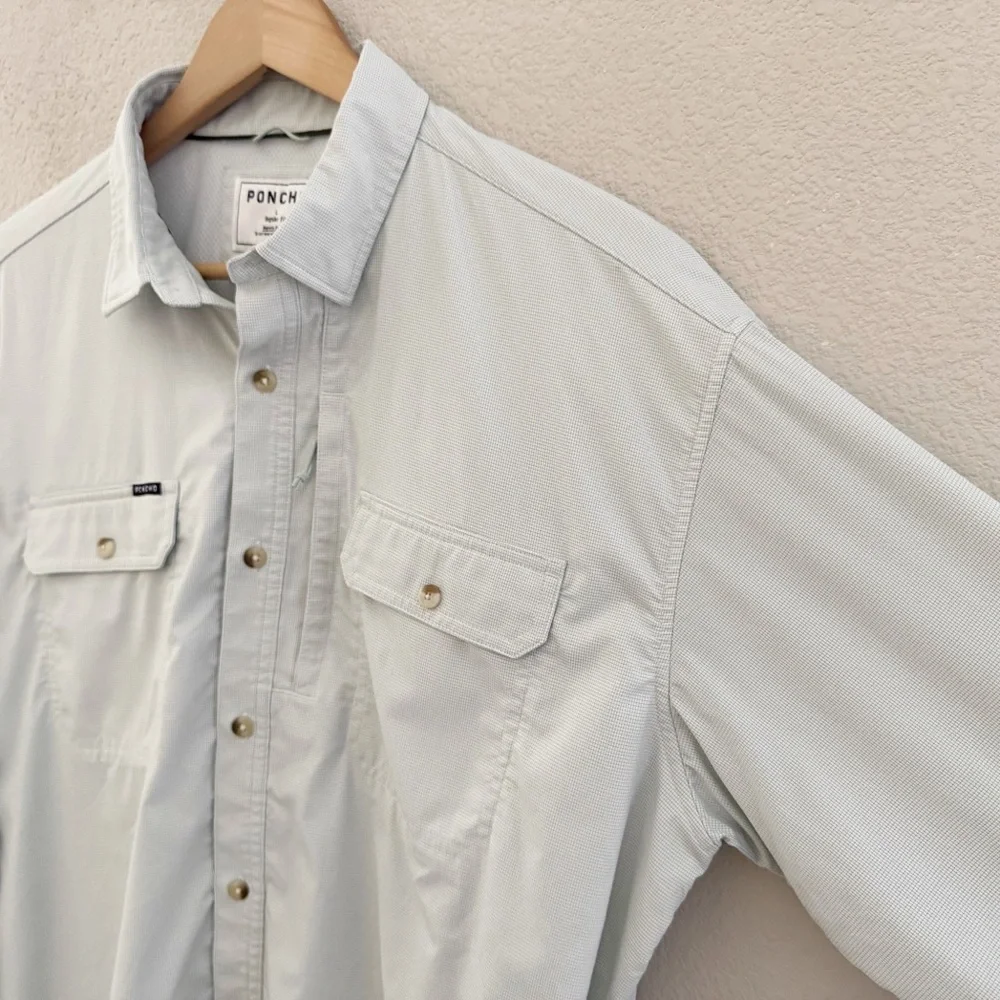 Poncho Original Shirt Mens Large Technical Green Outdoor Fishing Performance - Picture 8 of 13